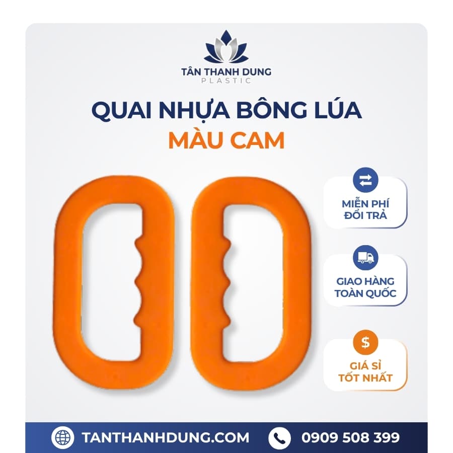 Quai Nhựa Xách Bao Gạo Bông Lúa Cao Cấp – Màu Cam